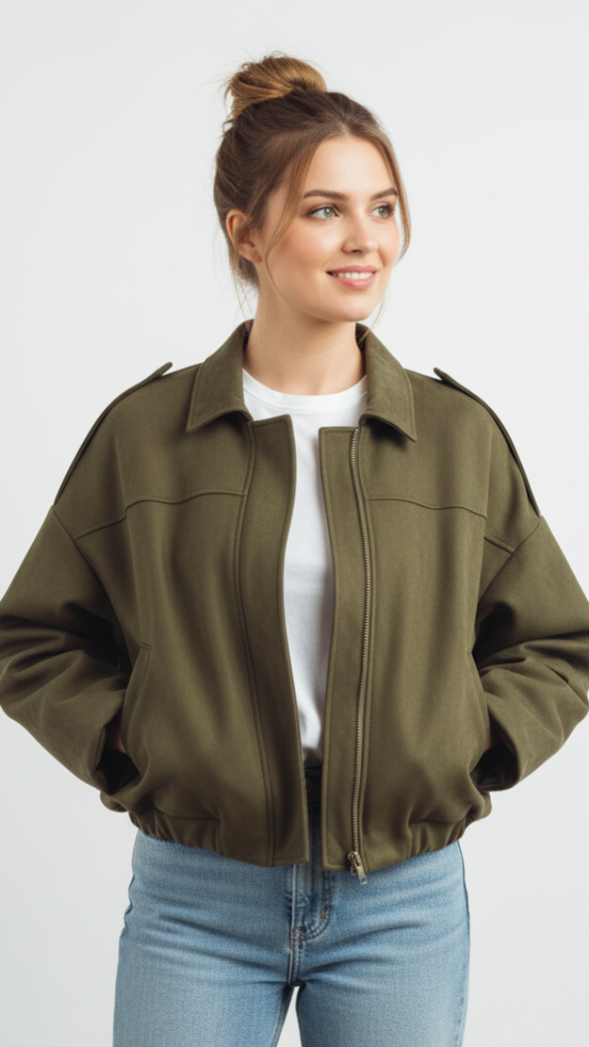 Cropped Military Windbreaker