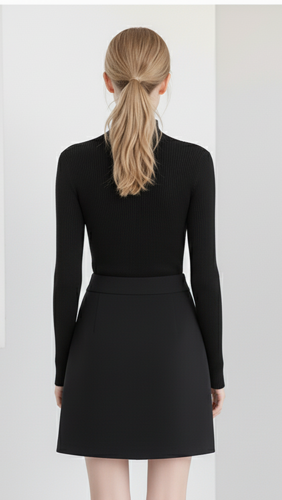 Ribbed Turtleneck Knit Top