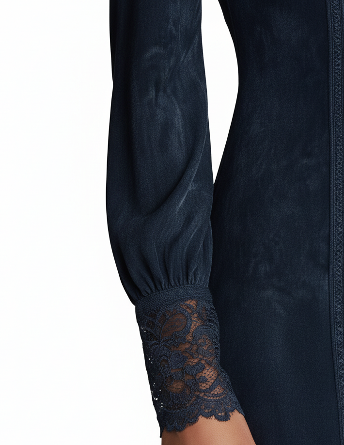 Midnight Suede Lace Mini Dress